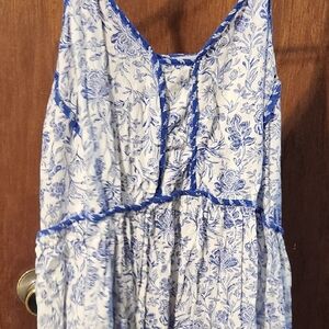 Floral Blue and White Dress